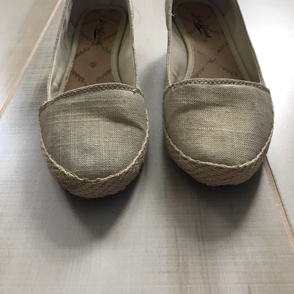 Lucky Brand Espadrille Wedges Canvas Gold Shoes - Picture 3 of 7